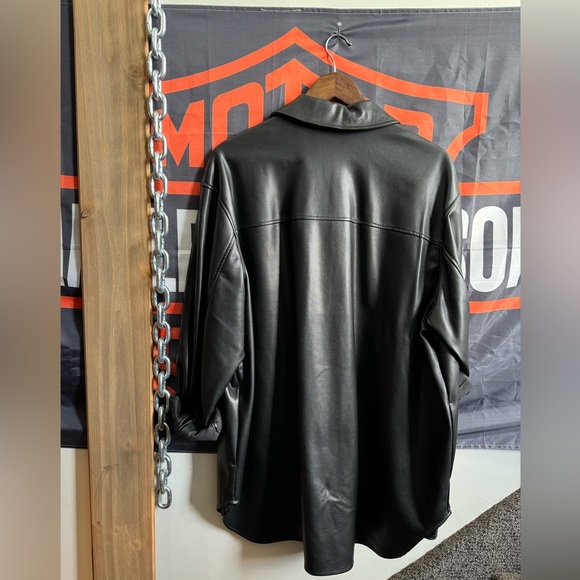 Vegan leather button down - Picture 2 of 2